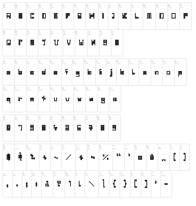 India Snake Pixel Labyrinth Game font map